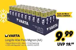 MEDIMAX VARTA Longlife 40er Pack Mignon (AA) Angebot