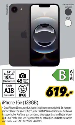 MEDIMAX Apple iPhone 16e (128GB) Angebot