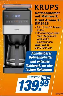 expert Techno Land KRUPS Kaffeeautomat mit Mahlwerk Grind Aroma XL KM8428 Angebot