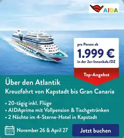 Aldi Süd Über den Atlantik Kreuzfahrt von Kapstadt bis Gran Canaria Angebot