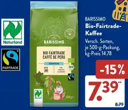 Aldi Süd BARISSIMO Bio-Fairtrade Kaffee Angebot