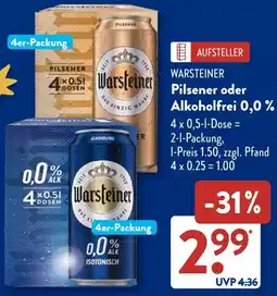 Aldi Süd WARSTEINER Pilsener oder Alkoholfrei 0,0 % Angebot