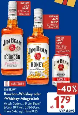 Aldi Süd JIM BEAM Bourbon-Whiskey oder Whiskey-Mixgetränk Angebot