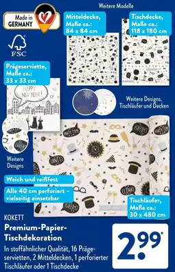Aldi Süd KOKETT Premium-Papier Tischdekoration Angebot