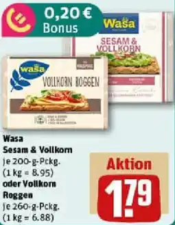 REWE Wasa Sesam & Vollkorn oder Vollkorn Roggen Angebot