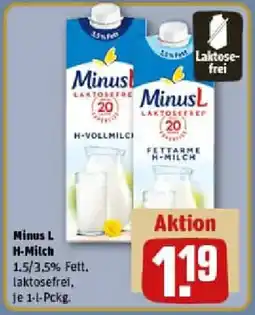 REWE Minus L H-Milch Angebot