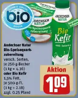 REWE Andechser Natur Bio-Speisequarkzubereitung oder Bio Kefir Angebot