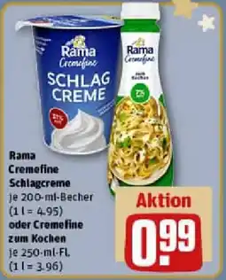 REWE Rama Cremefine Schlagcreme oder Cremefine zum Kochen Angebot