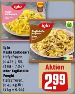 REWE Iglo Pasta Carbonara oder Tagliatelle Funghi Angebot