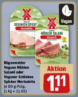 REWE Rügenwalder Vegane Mühlen Salami oder Veganer Schinken Spicker Mortadella Angebot