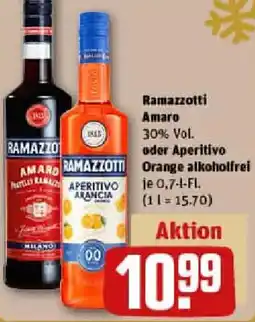 REWE Ramazzotti Amaro oder Aperitivo Orange alkoholfrei Angebot