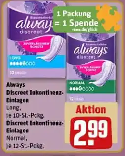 REWE Always Discreet Inkontinenz Einlagen Angebot