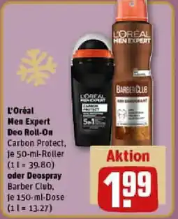 REWE L'Oréal Men Expert Deo Roll-On oder Deospray Angebot