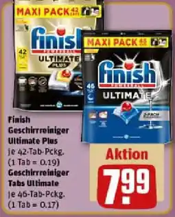 REWE Finish Geschirrreiniger Ultimate Plus oder Geschirrreiniger Tabs Ultimate Angebot