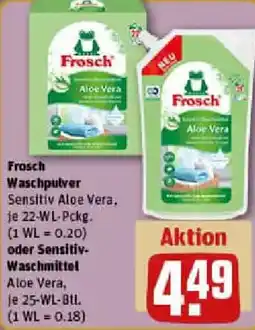 REWE Frosch Waschpulver oder Sensitiv Waschmittel Angebot