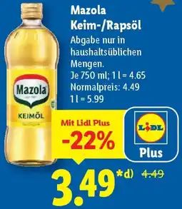 Lidl Mazola Keim-/Rapsöl Angebot