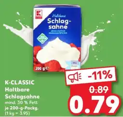 Kaufland K-CLASSIC Haltbare Schlagsahne Angebot