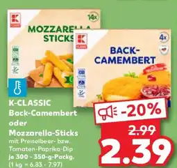 Kaufland K-CLASSIC Back Camembert oder Mozzarella Sticks Angebot
