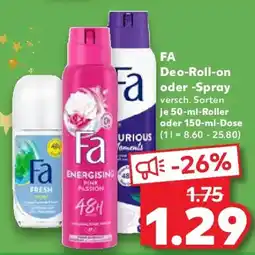 Kaufland FA Deo Roll on oder Spray Angebot