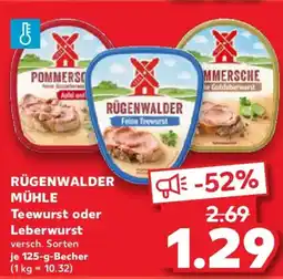 Kaufland RÜGENWALDER MÜHLE Teewurst oder Leberwurst Angebot