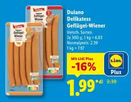 Lidl Dulano delikatess geflügel-wiener Angebot