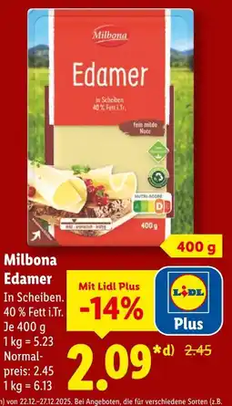 Lidl Milbona edamer Angebot