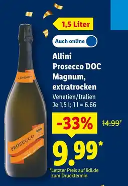 Lidl Allini prosecco doc magnum, extratrocken Angebot