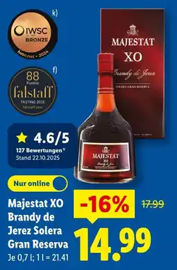 Lidl Majestat xo brandy de jerez solera gran reserva Angebot