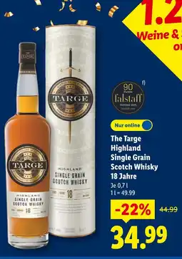Lidl The targe highland single grain scotch whisky 18 jahre Angebot