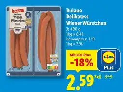 Lidl Dulano delikatess wiener würstchen Angebot