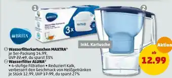 PENNY Brita wasserfilterkartuschen maxtra oder wasserfilter aluna Angebot