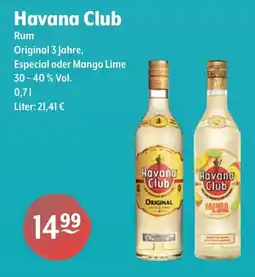 Getränke Hoffmann Havana Club Rum Original 3 Jahre, Especial oder Mango Lime Angebot