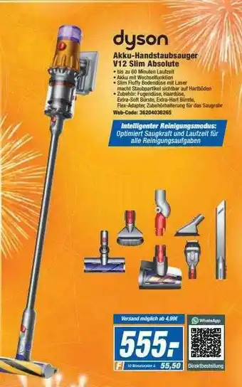 Expert Dyson Akku-handstaubsauger V12 Slim Absolute Angebot