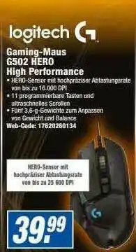 Expert Logitech Gaming-maus G502 Hero High Performance Angebot