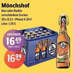 Getränke Hoffmann Mönchshof Bier oder Radler Angebot