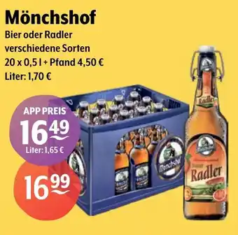 Getränke Hoffmann Mönchshof Bier oder Radler Angebot