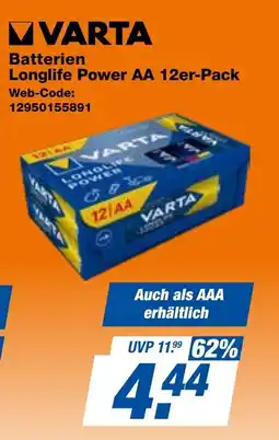 expert Techno Land VARTA Batterien Longlife Power AA 12er-Pack Angebot