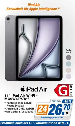 expert Techno Land Apple 11" iPad Air Wi-Fi - MC9W4TY/A Angebot