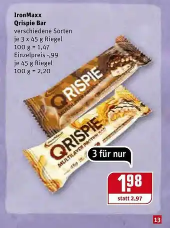 REWE Ironmaxx Qrispie Bar Angebot