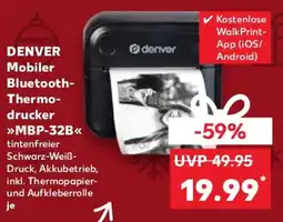 Kaufland DENVER Mobiler Bluetooth Thermodrucker MBP-32B Angebot