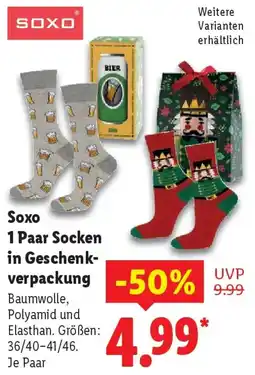 Lidl Soxo 1 Paar Socken in Geschenkverpackung Angebot