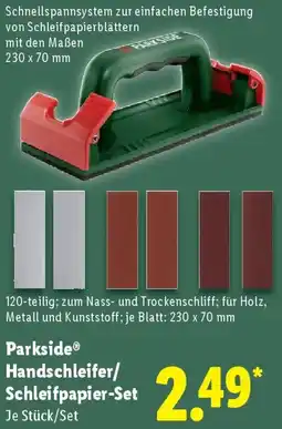 Lidl Parkside Handschleifer/ Schleifpapier-Set Angebot