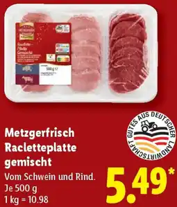 Lidl Metzgerfrisch Racletteplatte gemischt Angebot