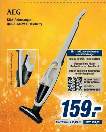 Expert Bening Aeg Stiel-akkusauger Qx6-1-44sw X Flexibility Angebot