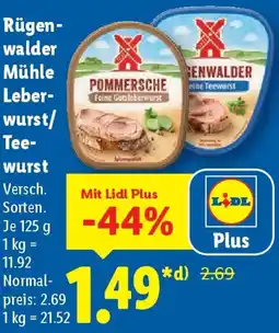 Lidl Rügenwalder Mühle Leberwurst/ Teewurst Angebot