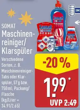 Aldi Nord SOMAT Maschinenreiniger/ Klarspüler Angebot