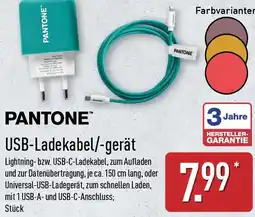 Aldi Nord PANTONE USB-Ladekabel/-gerät Angebot