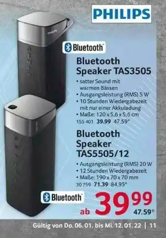 Selgros Philips Bluetooth Speaker Tas3505 Oder Tas5505.12 Angebot