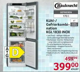 Selgros Bauknecht Kühl Gefrierkombination Kgl1830 Inox Angebot