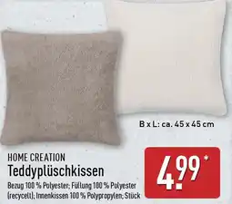 Aldi Nord HOME CREATION Teddyplüschkissen Angebot